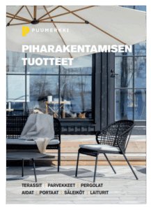 Esitteen kansi, piharakentamisen tuotteet.